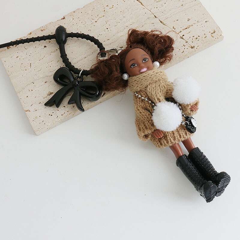 Bag Charms Bag Pendant High-End Fashionable Black Doll Keychain Backpack Strap