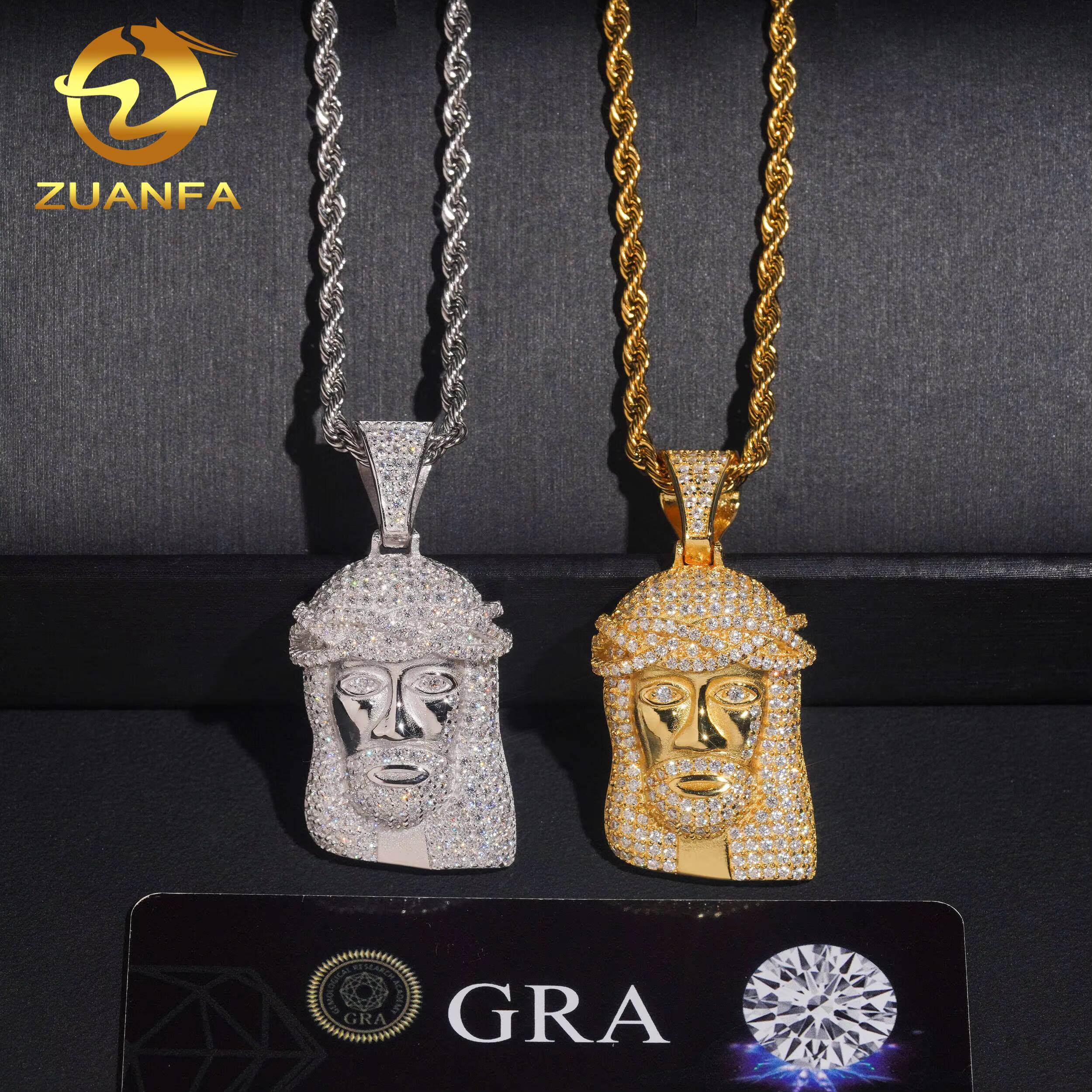 Small Size Cheaper Price Moissanite Jesus Pendant Hip Hop Iced Out Design 925 Sterling Silver Gold Plated Moissanite Pendant