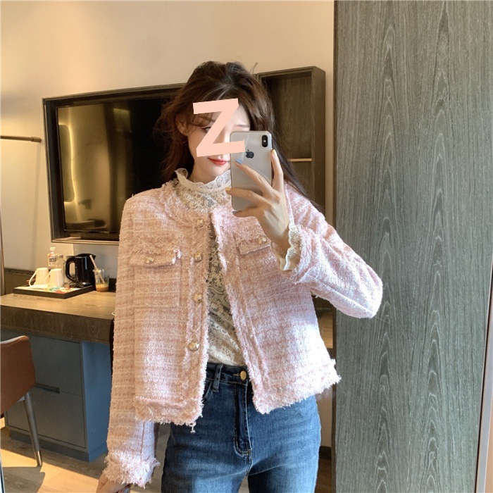 Designer Clothing French socialite tweed short coat for women 2025 Autumn/Winter New Style Slim and Elegant carded top for women free shipping