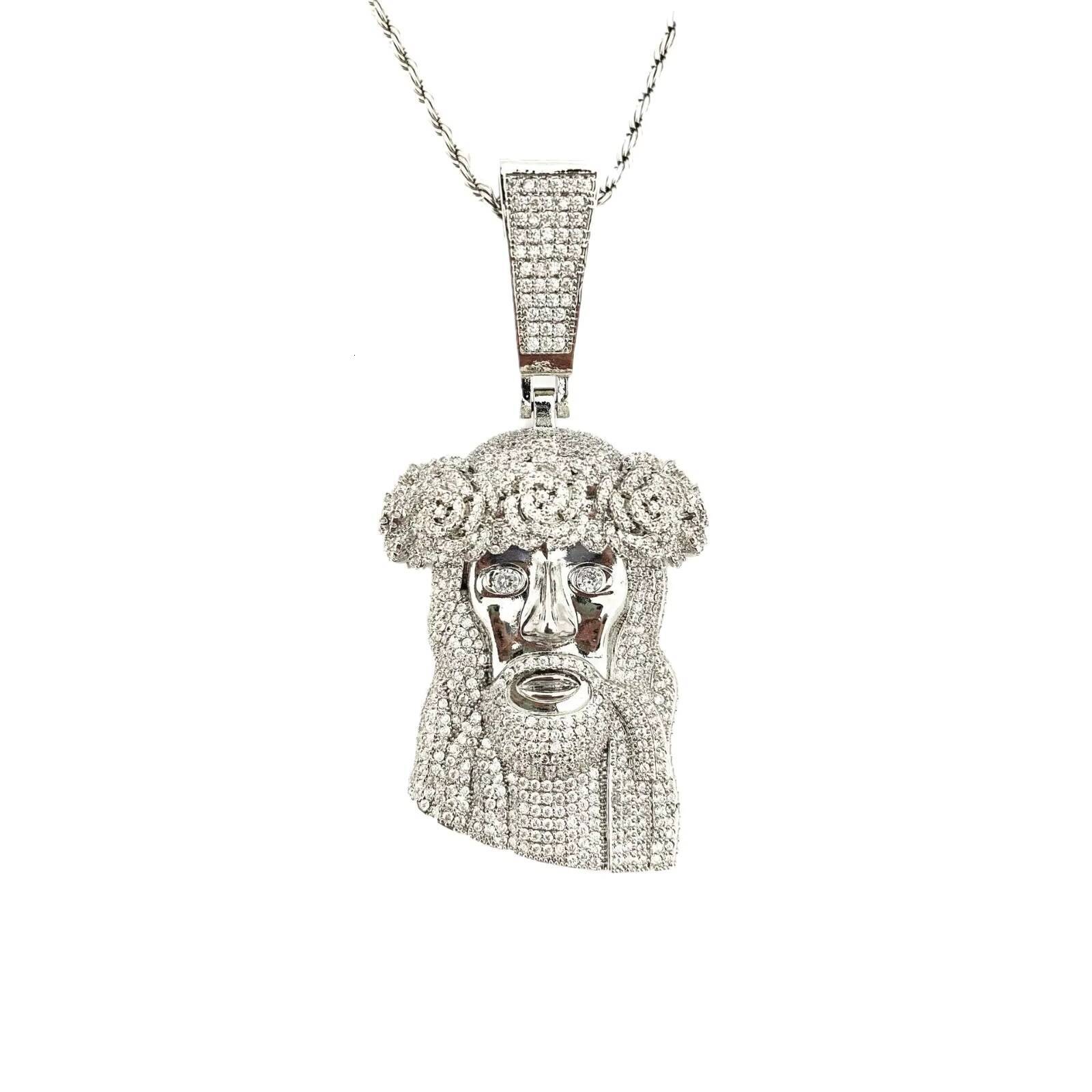 Fine 18K Gold Plated 925 Sterling Silver VVS Moissanite Diamond Mens Hip Hop Jesus Head Piece Pendant Christian Inspired