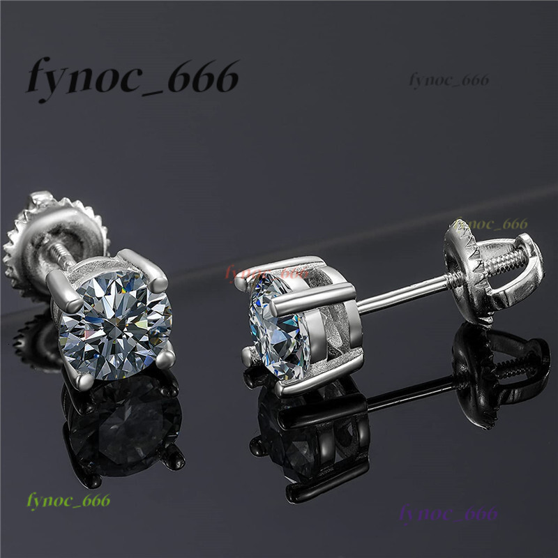 Fine Fashion Jewelry Gold Plated Statements 925 Silver 1ct 2ct Def Color Real Moissanite Diamond Stud Earrings Screw Back