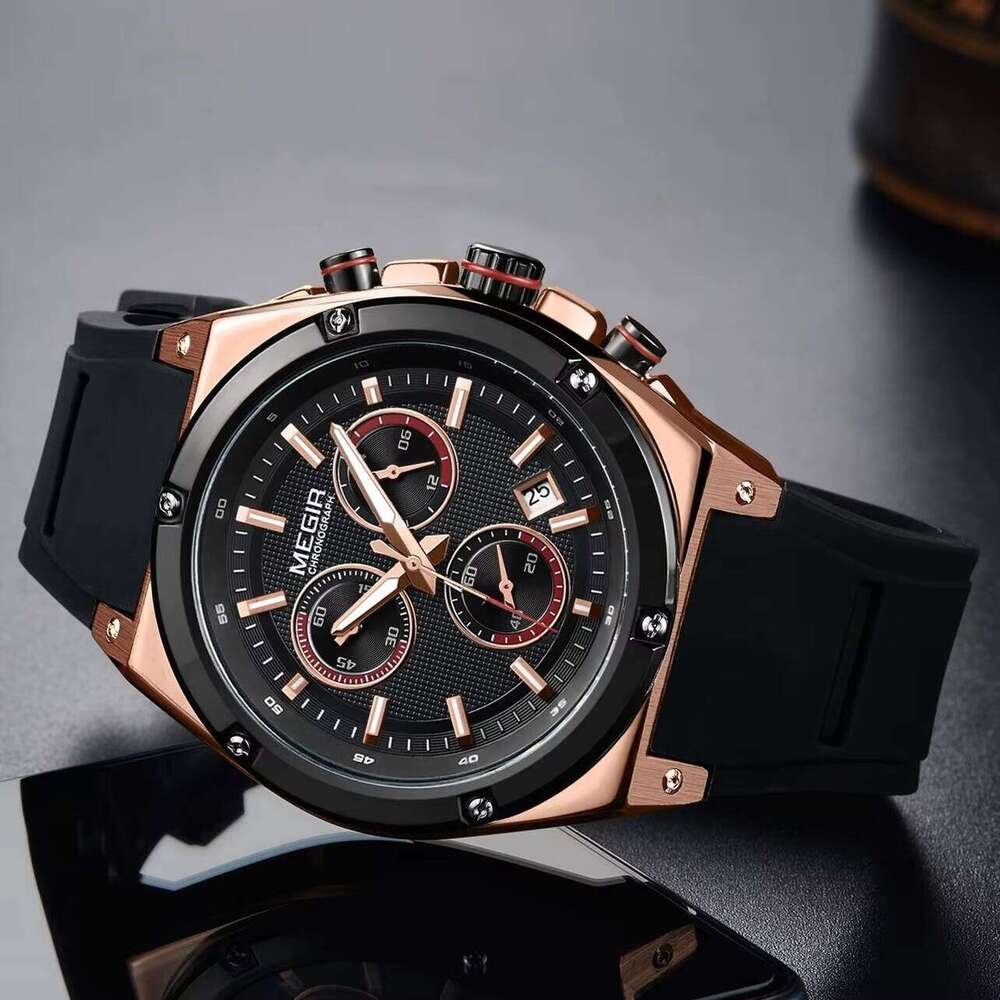 MEGIR Men's Sports Chronograph Watch - Silicone Strap, Waterproof, Luminous, 45mm - 2025 Spring Collection Watch