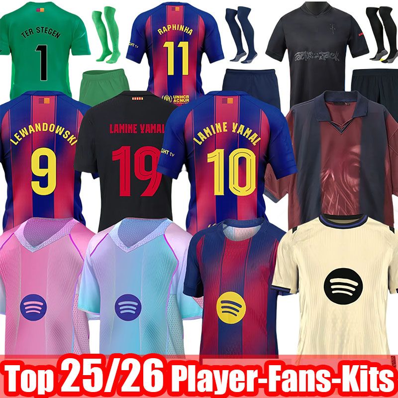 25 26 LAMINE YAMAL Football Jersey LEWANDOWSKI KOUNDE RAPHINHA PEDRI ANSU FATI GAVI ERIC CACTUS JACK Soccer Jerseys Maillot De Foot Camiseta Futbol Barcelone Kits