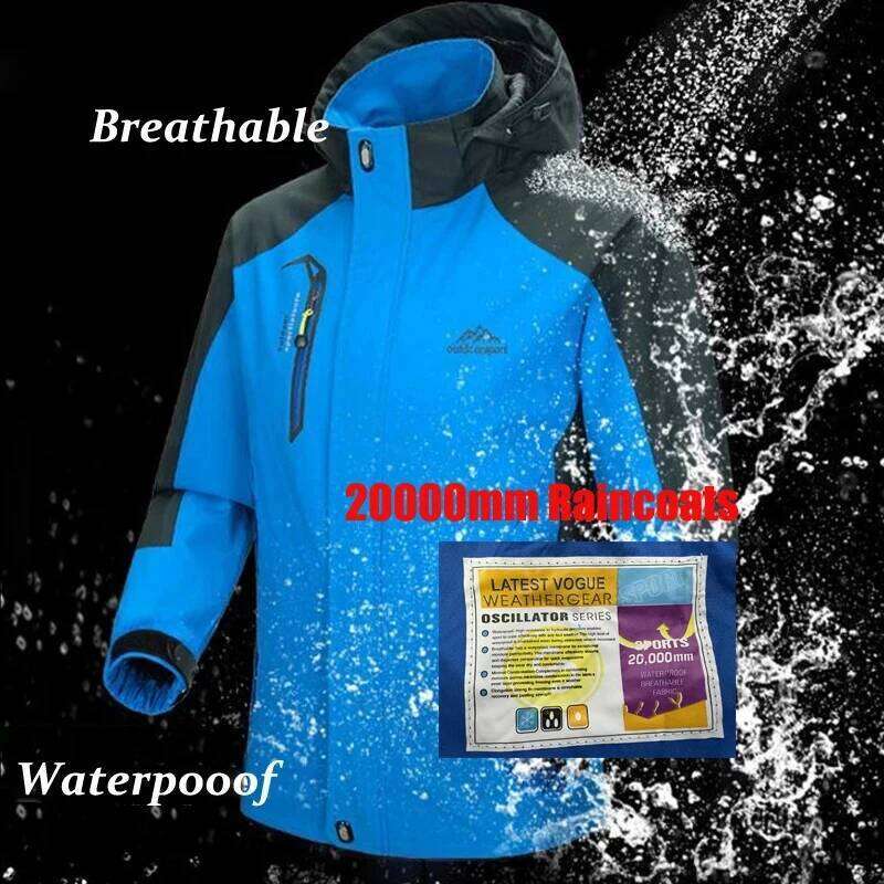 Autumn Waterproof Rain with Hooded Climbing Casual Sports Hiking Coats Men Mountain Ski Windbreaker Jacket