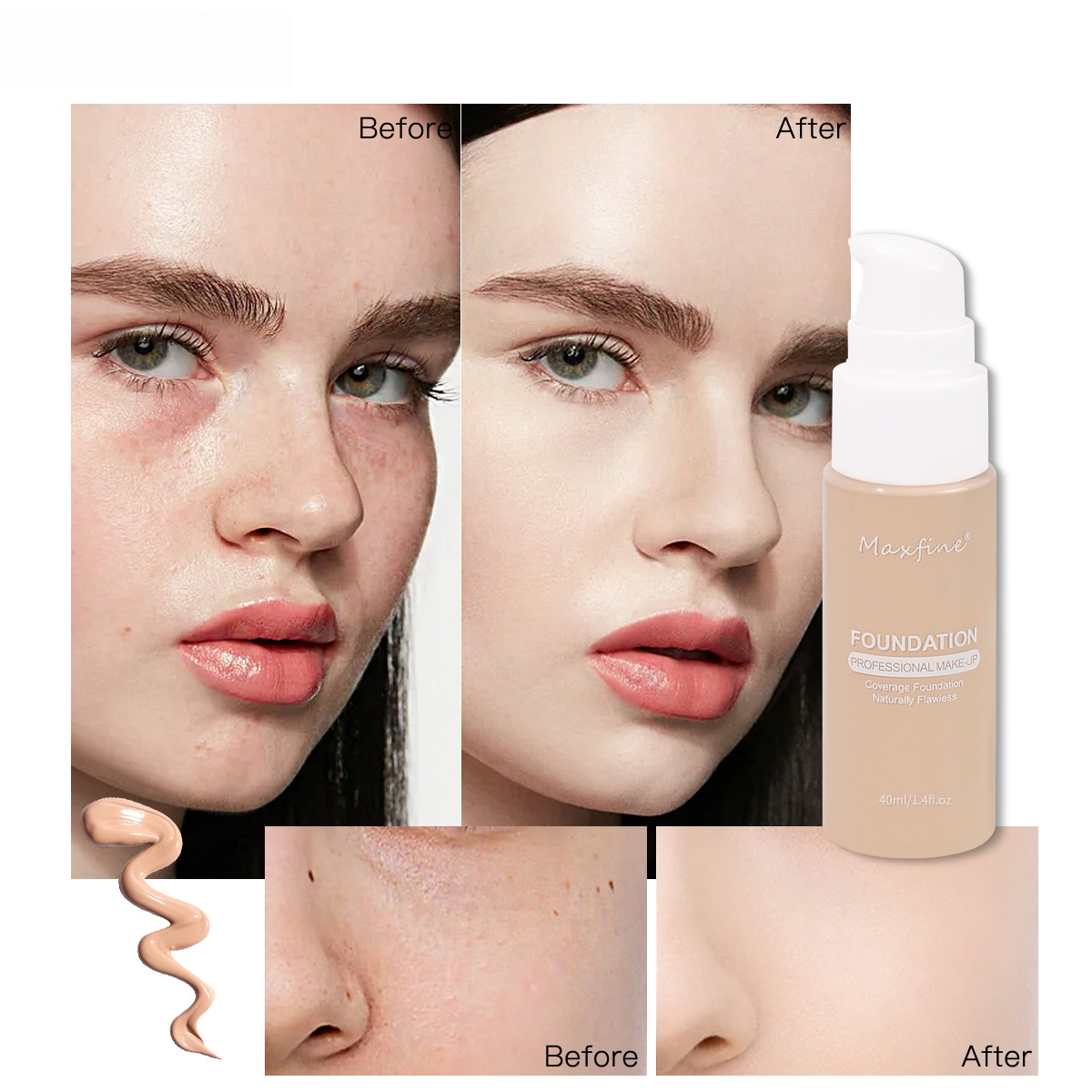 Long-lasting Face Foundation Cream Waterproof Concealer Liquid Even Skin Tone Professional Matte Base Makeup Cosmetics Foundation Liquid Makeup Waterp