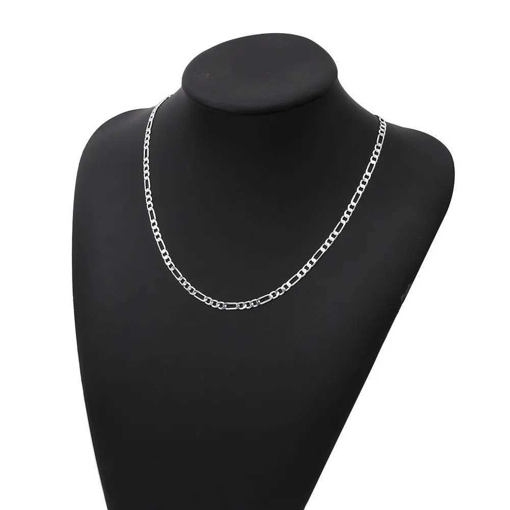 New 925 Sterling Silver Necklace 2/4/6/8/12MM 40-75cm Figaro Chains Mens Necklace Hip Hop Women Engagement Jewelry XJ250708
