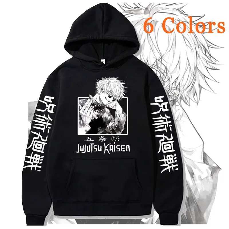 2025 Jujutsu Kaisen Hoodie Anime Gojou Satoru Printing Harajuku Mens Wool Hoodie Zipper Top Loose Long Sleeve W250408