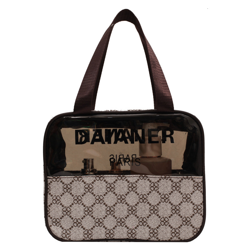 Luxury Cosmetic Bag Style Old Flower PVC Transparent Waterproof Portable Toiletry Storage Bag with Printing 250728