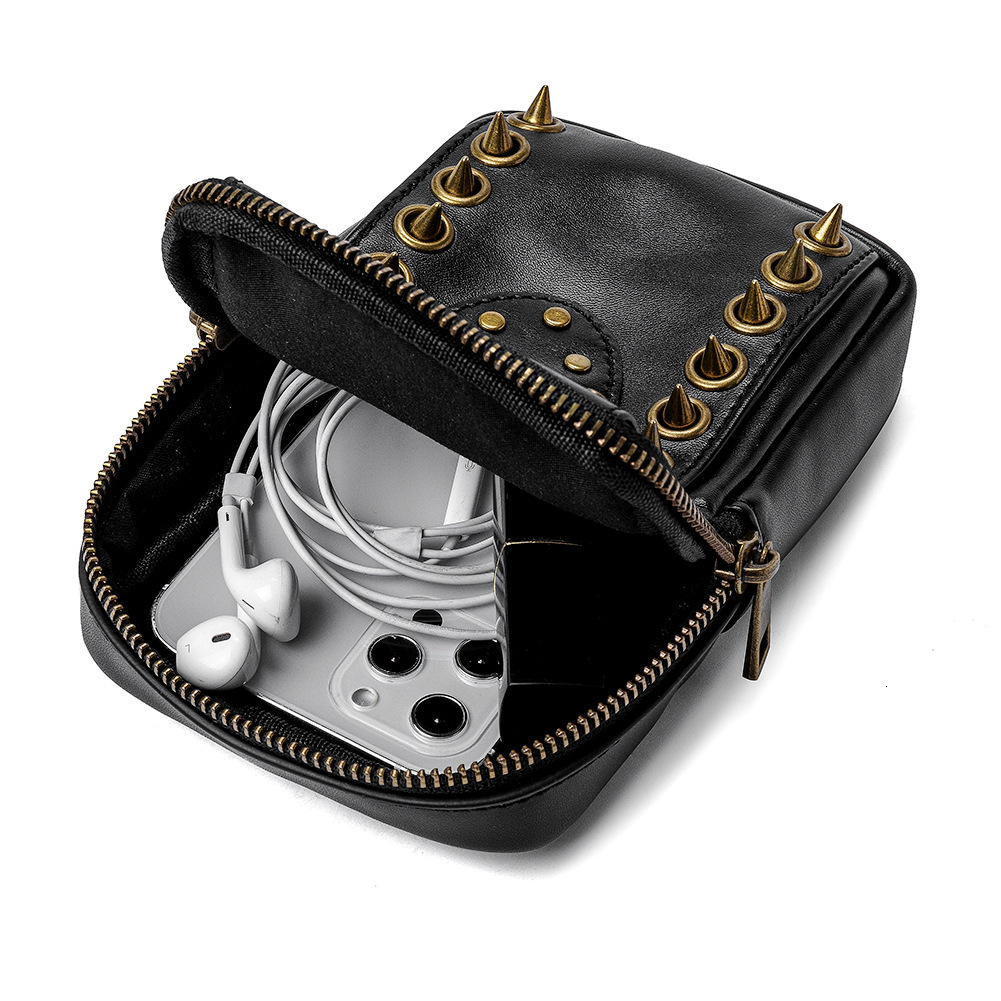 2025 New Bags for Women Women's Shoulder Skull Rivet Outdoor Mobile Phone Bag ddmymoon