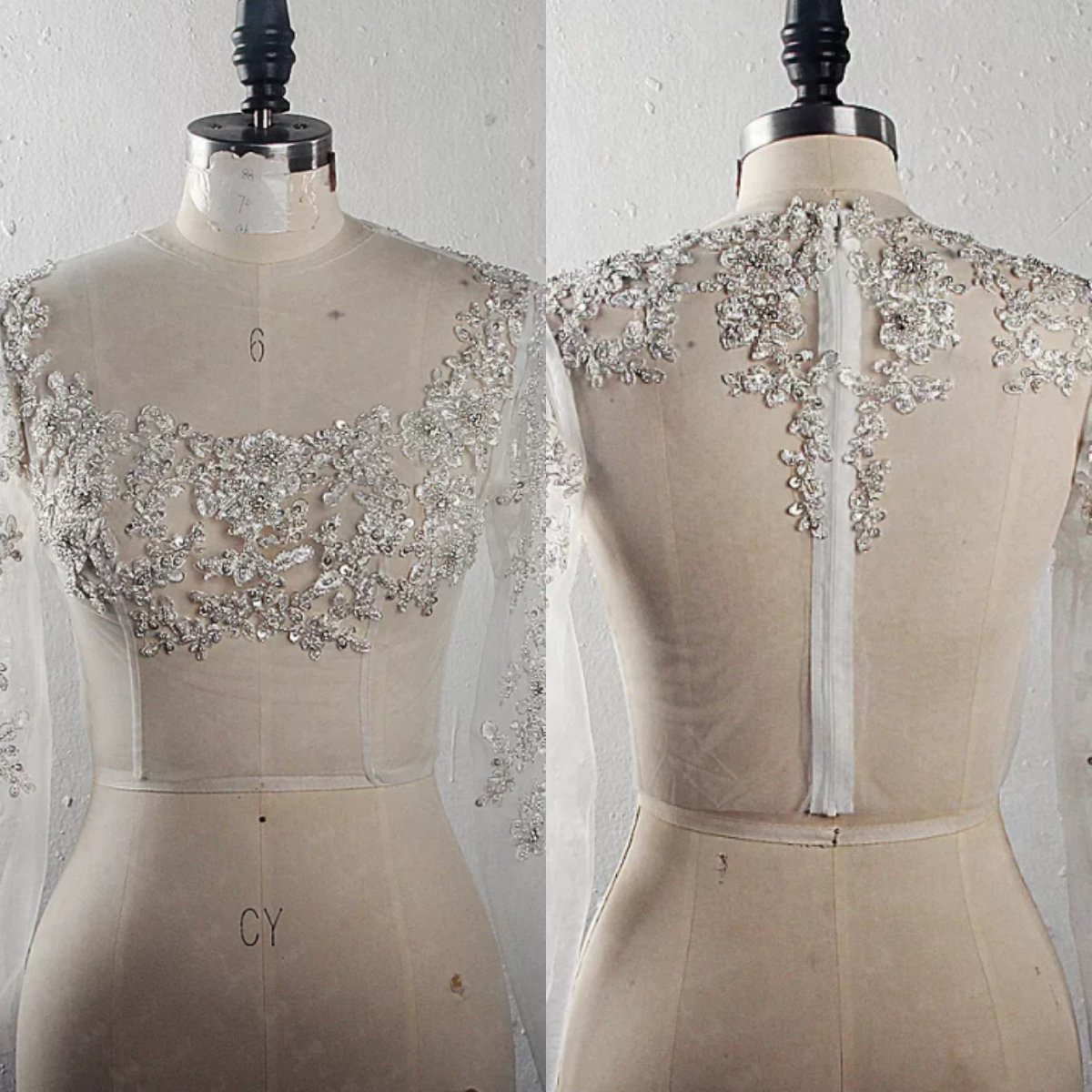 Customized Short Tulle Bolero Long Sleeves Crystal Wedding Jacket Wedding Dresses Gorgeous Bridal Wedding Accessories