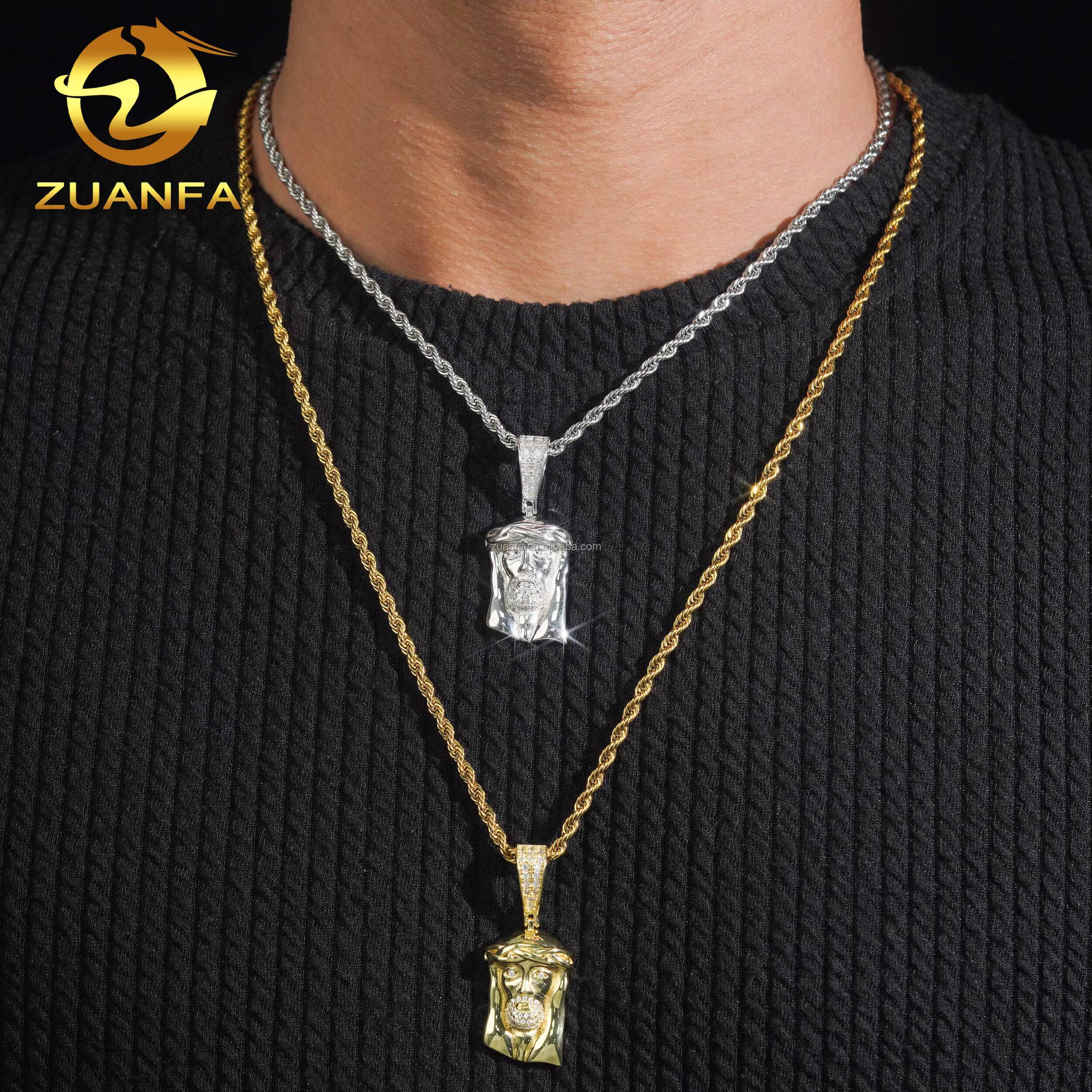 Drop Shipping Hot Selling Fashion Fire Religious Jewelry Hip Hop 925 Sterling Silver VVS Moissanite Diamond Jesus Pendant Man