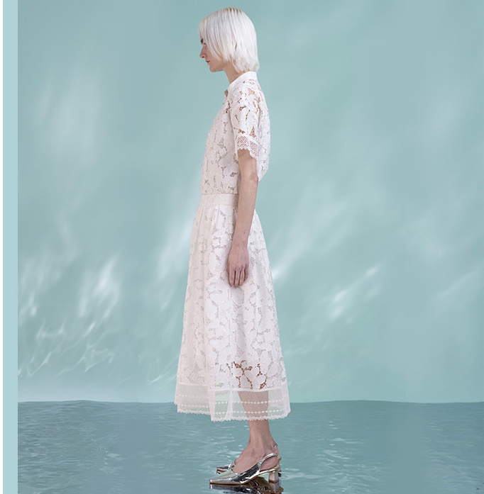 Women's White Lace Casual Skirts Summer 2025 Floral Embroidery Flowy Tiered A-Line Floral Party Tulle Skirt 6111535