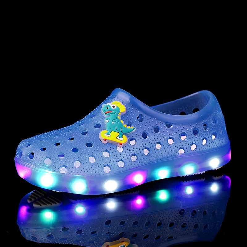 LED Light-Up for Toddlers Dinosaur Children's Garden Water Shoes Breathable Sandals Beach Non-Slip Kids Clogs
