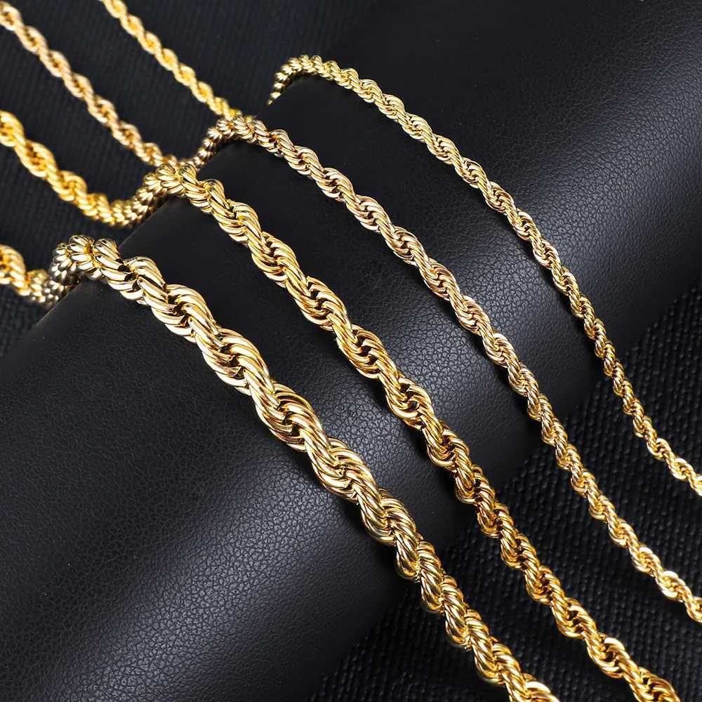 Luxukisskids Dainty Classic Gold/Silver Color Rope Chain Necklaces Women/Men Stainless Steel Solid Round Snake Chains CollierXJ250708