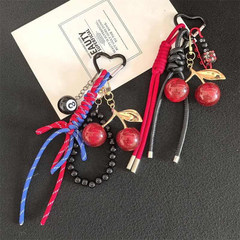 High-end Miu Series Bag Pendant Unique Cherry Accessories Keychain Hanging Decoration Korean Style Ins High-Value Backpack Pendant 250726