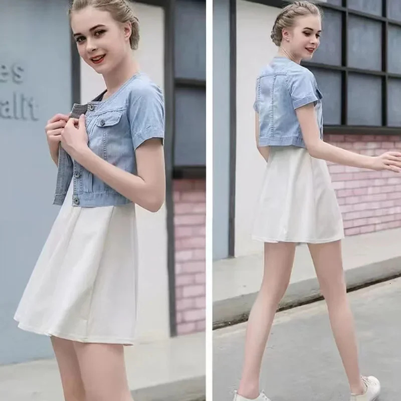 Lucyever Korena Y2K Cropped Jacket Women Casual Short Sleeve Denim Jackets Female Summer Thin Single-Breasted Jeans Outerwear 250728