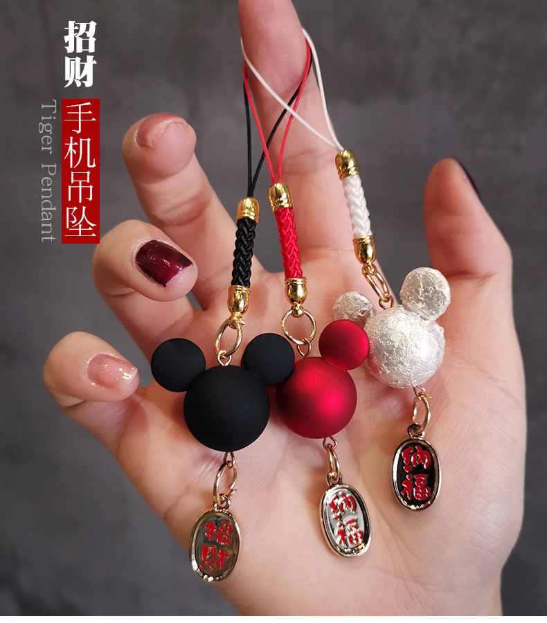 Mobile phone lanyard short pendant cute Mickey pendant Zhaocai Nafu pendant national style Chinese knot pendant woven hanging 250726