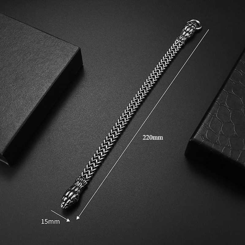 Mens Stainless Steel Snake Bracelet Double Headed Serpent Cuff Gothic Punk Jewelry Oversized Retro Bangle Unique Dark Gift W250728