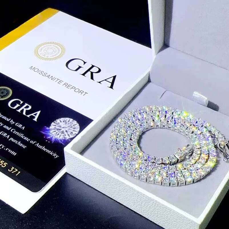 Cheapest Price Hip Hop Sier 2mm 3mm 4mm 5mm 6.5mm VVS Dia Necklace Moissanite Tennis Chain