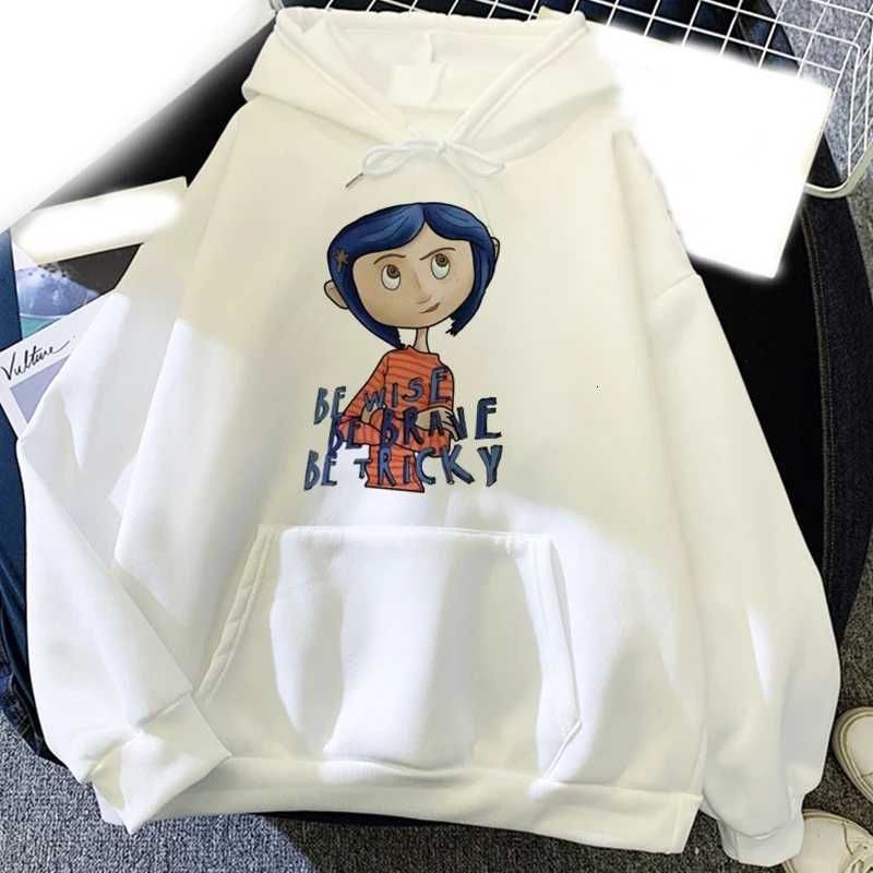Cartoon Coraline Mens Hoodie Mens and Womens Fashion Simple Sleep Pullover Street Harajuku Trendy Sweatshirt W250408