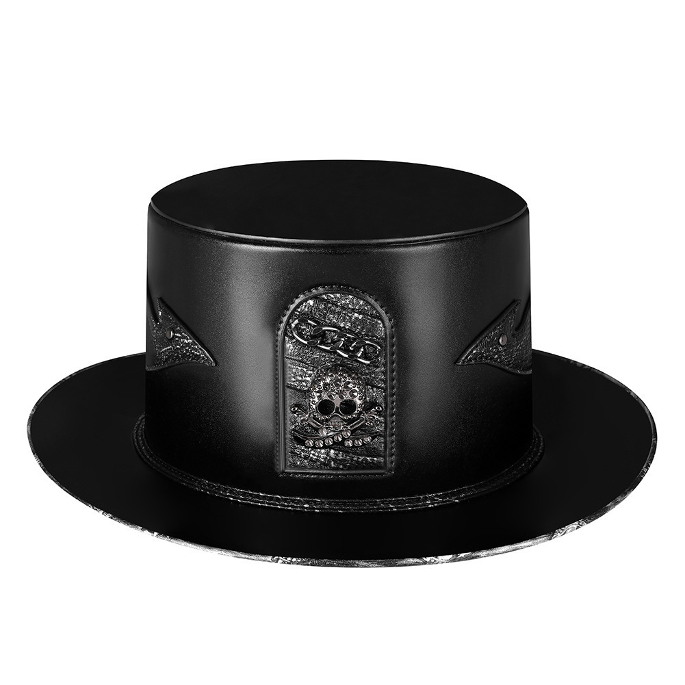 Halloween Punk Plague Doctor Prop Flat Big Brim Magic Gentleman Top Hat for Women ddmymoon