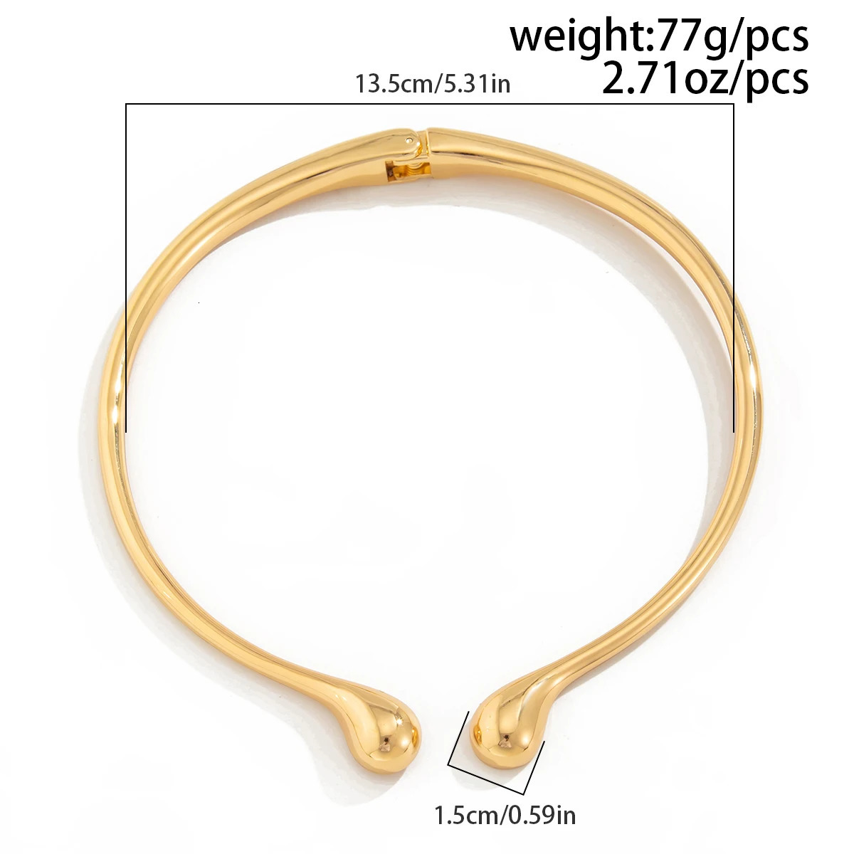 Salircon Minimalist Smooth Water Drop Open Torques Choker Necklace Womens Trending Street Party Collar Jewelry 250723