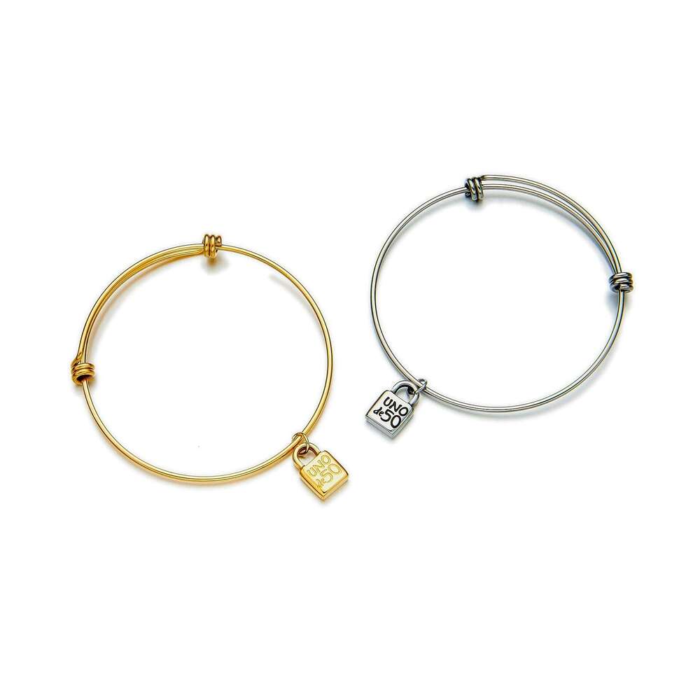 304 Stainless Steel Elastic UNO Spanish Niche Jewelry Engraved Lock Head Women's Simple Bracelet ddmypluto