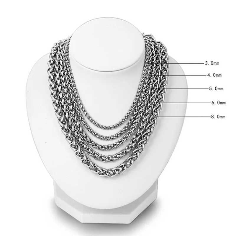 3MM-8MM Stainless Steel Twisted Chain Necklace For Men Women Neck Hand Chains Jewelry Accessories XJ250708