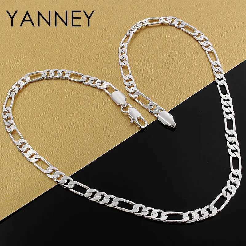 New 925 Sterling Silver Necklace 2/4/6/8/12MM 40-75cm Figaro Chains Mens Necklace Hip Hop Women Engagement Jewelry XJ250708