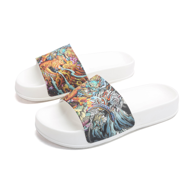 Summer Unisex Oversized Slippers - Korean Style Doodle Print for Couples