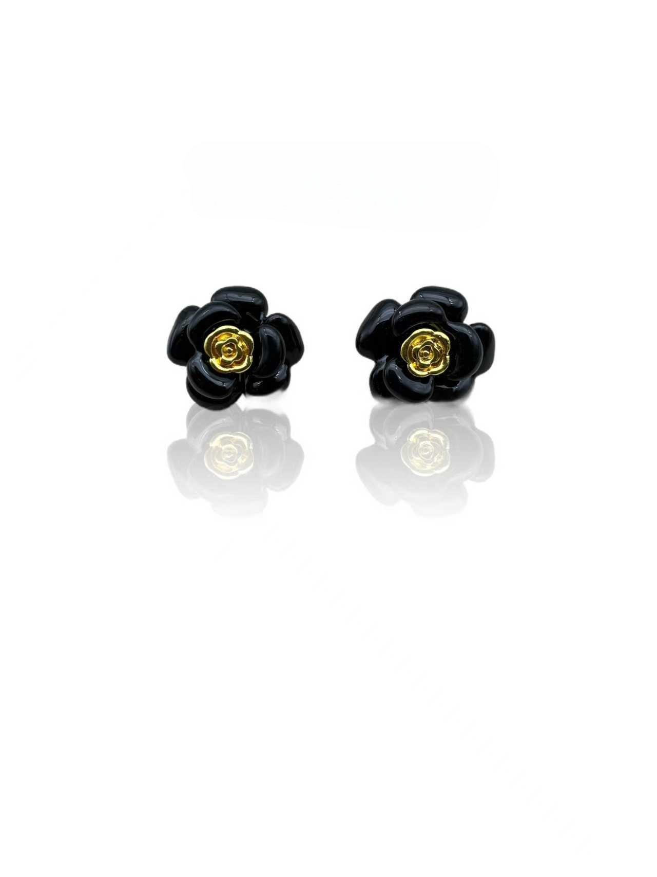 Minimalist Camellia Flower Earrings with 18k Gold Plating & 925 Sterling Silver Post for Women