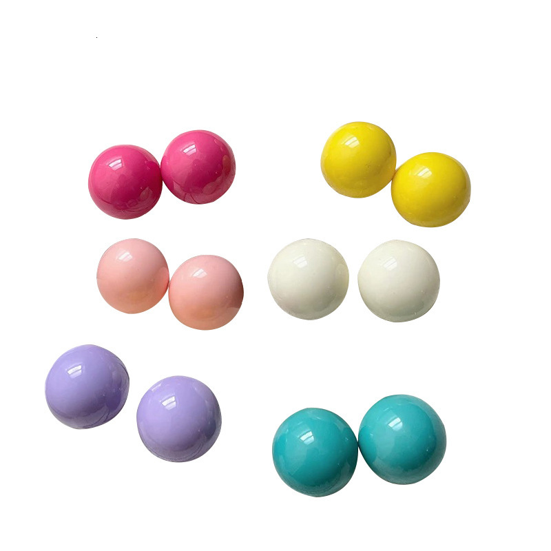 2025 Spring Summer New Colorful Candy Ball for Women S Sier Needle Girl Temperament Round Stud Earrings