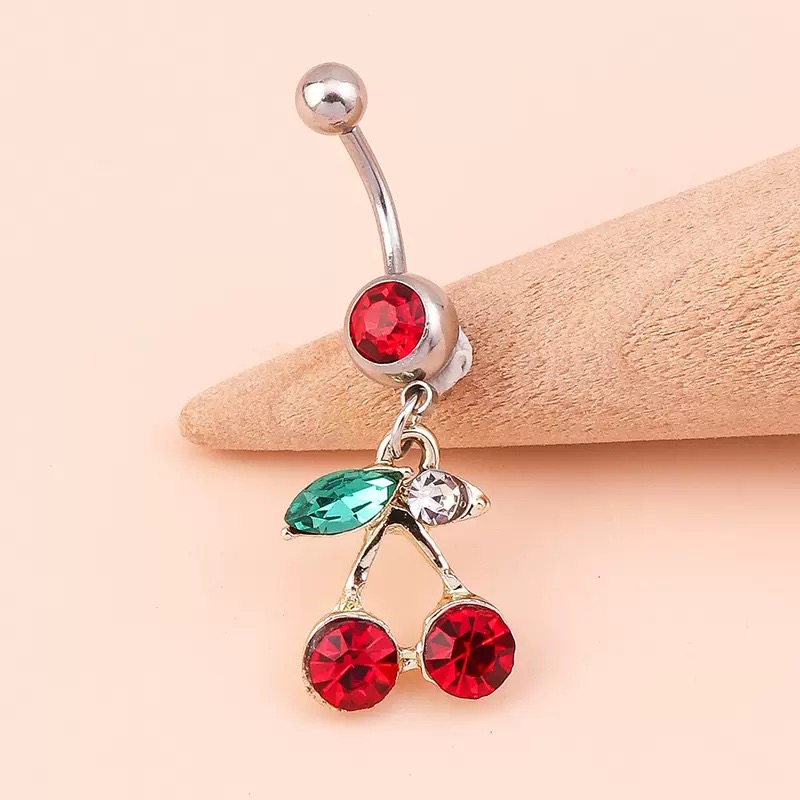 Red Cherry Navel Pendant Pierced Jewelry Buckle