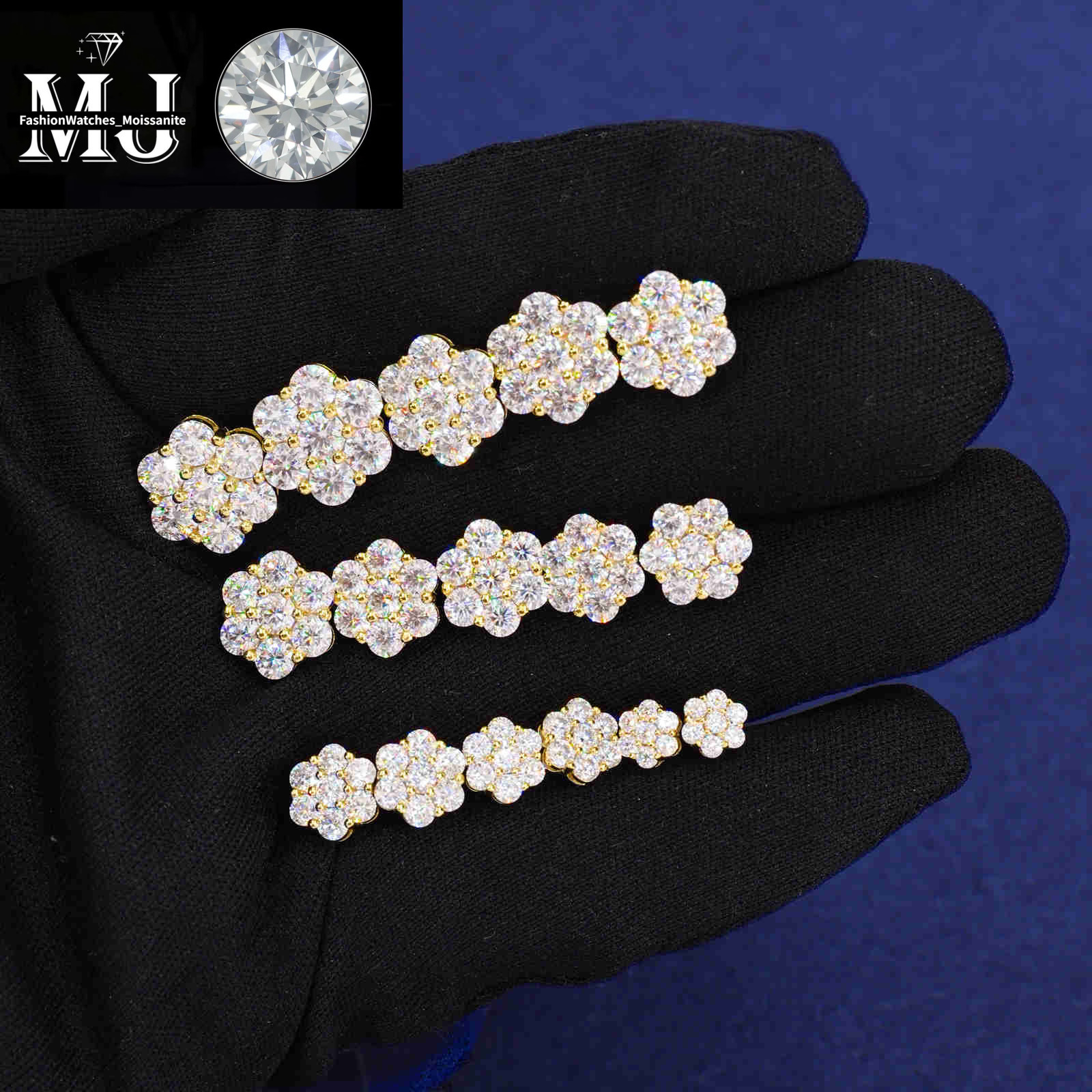 Bulk Wholesale Multi Size Cluster Moissanite wer Stud Earrings Sterg Sier VVS Dia Fine Jewelry Men Women