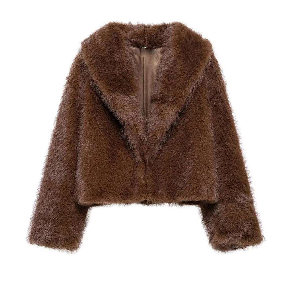 Solid Color Loose Fur Short Autumn And Winter New Item Lapel Long Sleeved Warm Coat For Women
