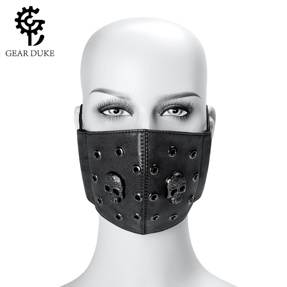 Punk PU Leather Unisex Skull PM2.5 Dust Mask Performance Costume Accessory ddmymoon