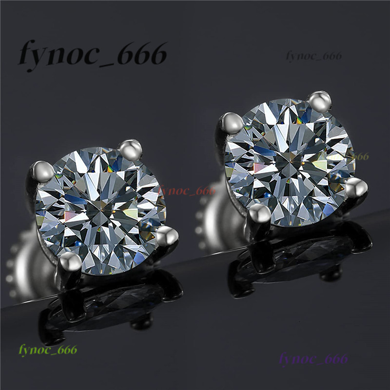 Fine Fashion Jewelry Gold Plated Statements 925 Silver 1ct 2ct Def Color Real Moissanite Diamond Stud Earrings Screw Back