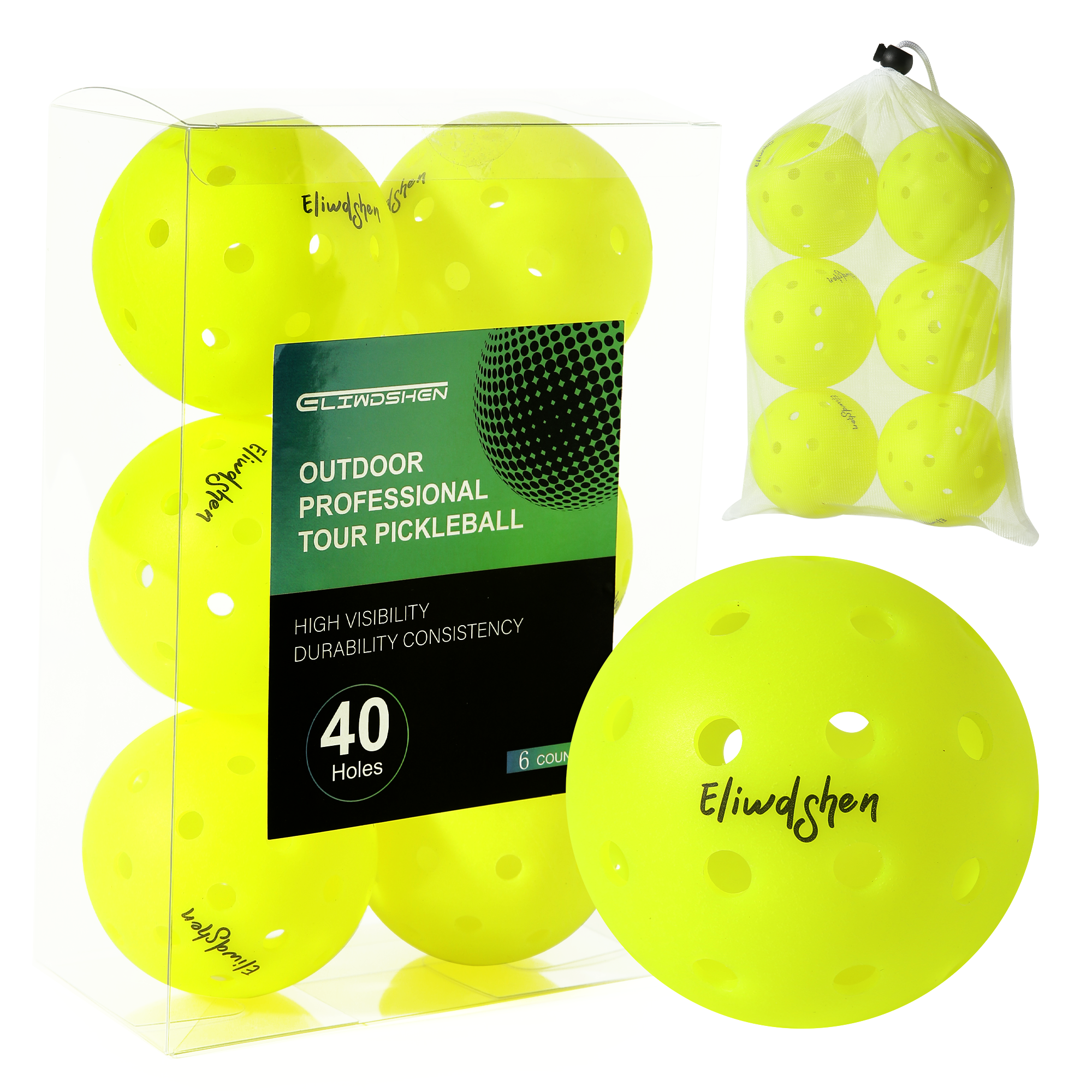 Pickleball Ball Kit: Durable 6-Pack | USAPA-Compliant Indoor & Outdoor Balls Consistent Bounce & Weather-Resistant Design for Casual Play to Competiti