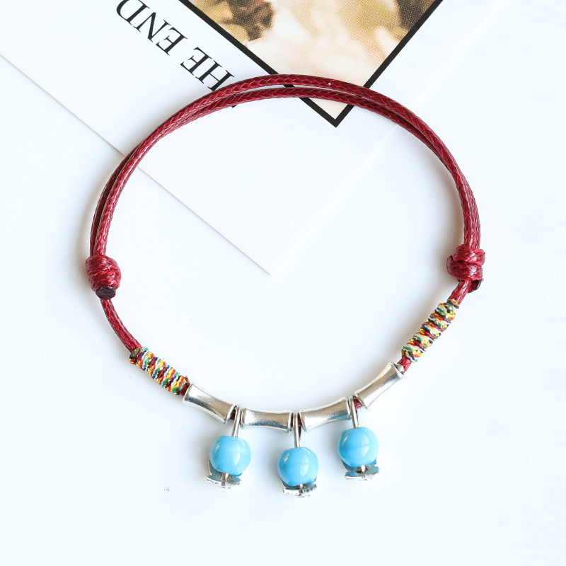Bamboo Knot Bracelet for Women Artistic Woven Bracelet Jingdezhen Ceramic Bracelet Porcelain Bead Jewelry Friend Small Accessories 250726