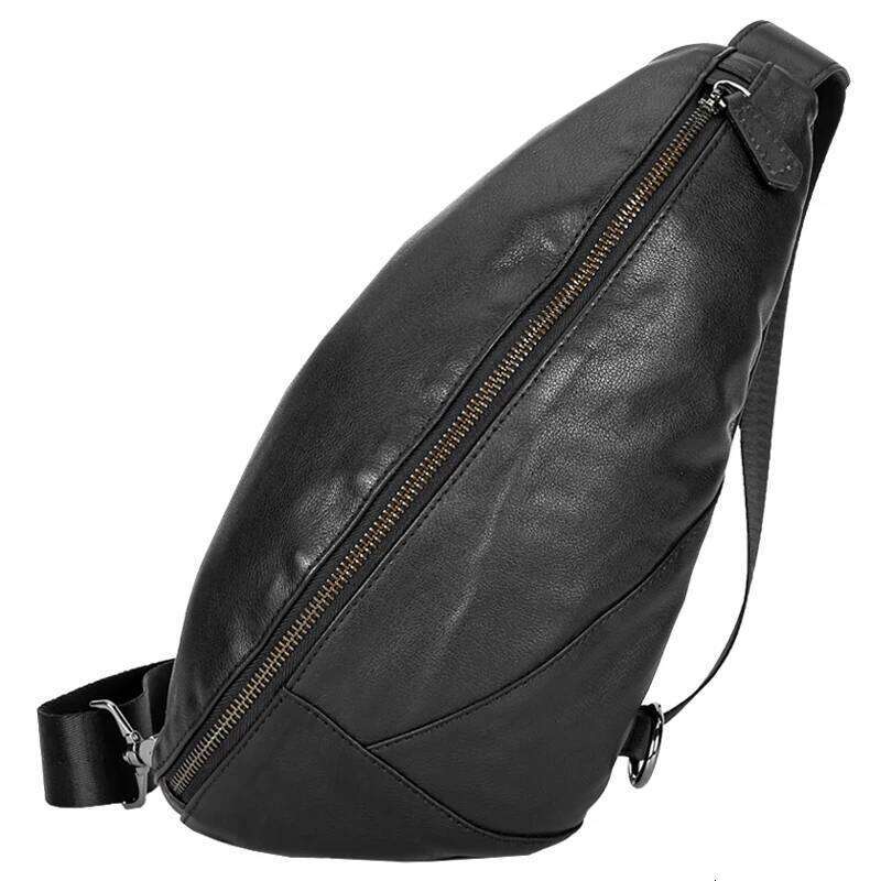Fashion Genuine Leather Men's Chest Pack Shoulder Messenger Sling Small Leisure Bag Crossbody Black M129