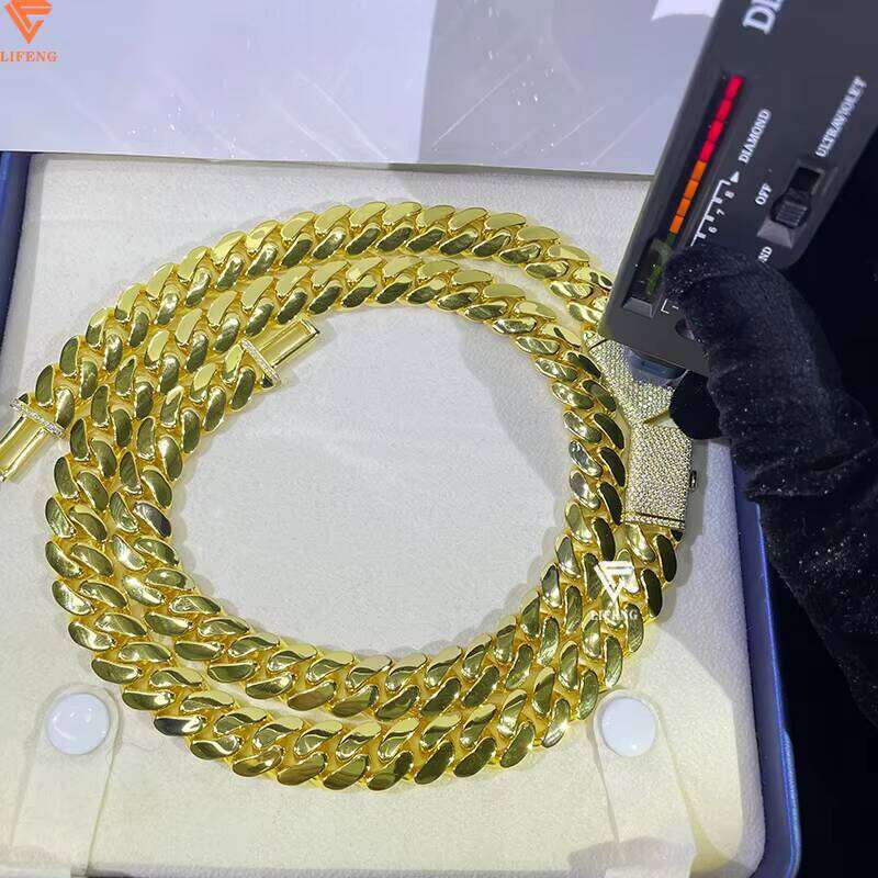 14mm Custom Yellow Gold Plated Plain Miami Cuban Curb Link Chain Hip Hop Jewelry Design Men Necklaces