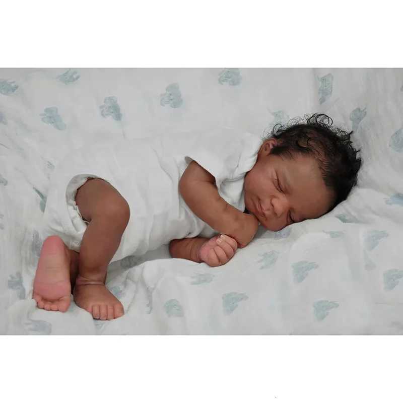 18inch Reborn Newborn Baby Doll Sleeping Baby Pascale with Dark Skin African American Black Doll Reborn Baby Dolls W250728