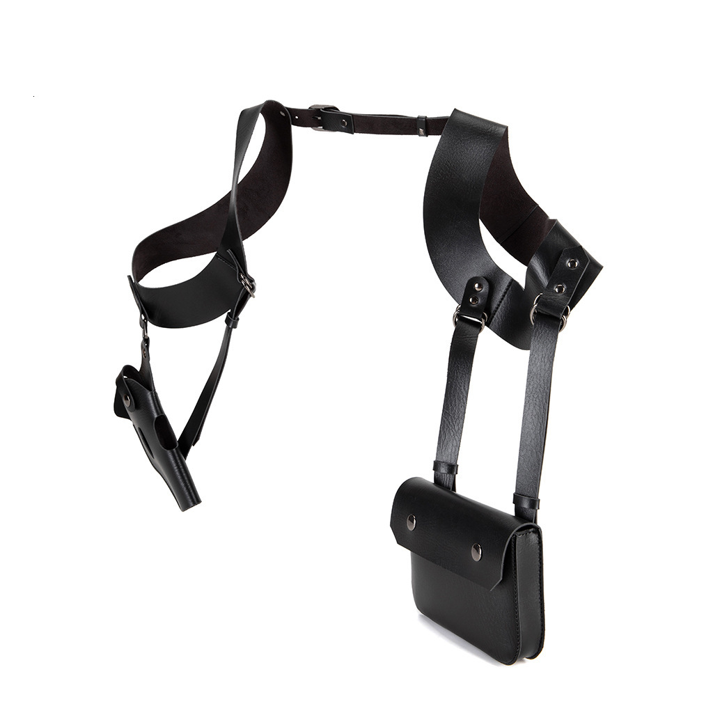 Halloween Stage Performance Cosplay Costume Accessories Double Shoulder Gun Holster Strap Outdoor Tactical Bag ddmymoon