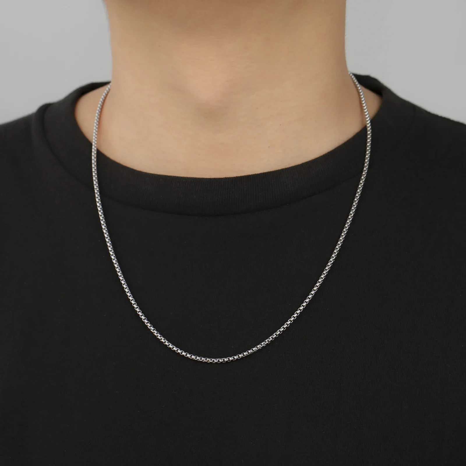 Skyrim Fashion Long Box Chain Necklace Stainless Steel Basic Punk 2-7mm Thick Chains Jewelry Gift for Men Women Wholesale XJ250708