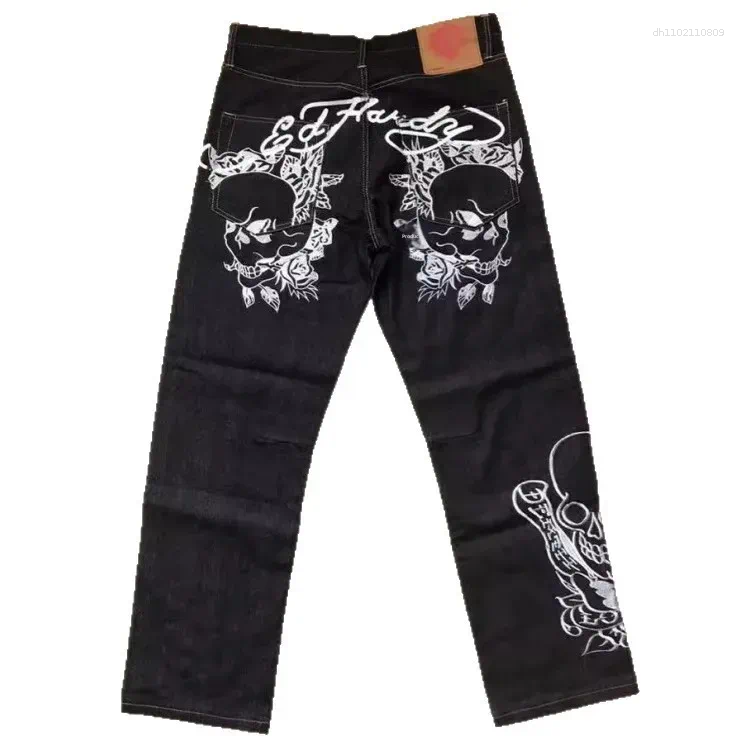 Men's Jeans American Y2K Street Hip Hop Letter Printed Straight Leg Trendy Casual High Waist Style