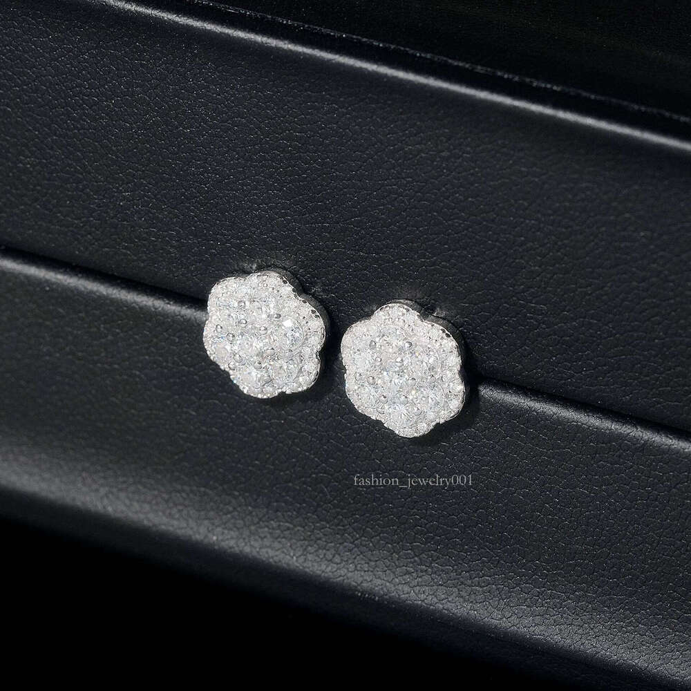 2025 Choucong Ins Top Sell Hip Hop Vintage Jewelry Genuine 100% S Sterling Sier Gold Round Cut White Moissanite Dia Party Women Flower Stud Earring Gi