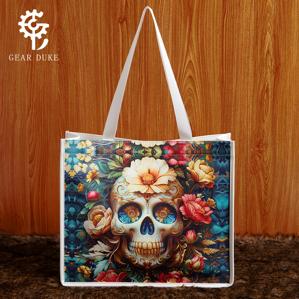Skull Gothic Underarm PU Leather Printed Large Capacity Casual Commuter Shoulder Bag for Women ddmymoon