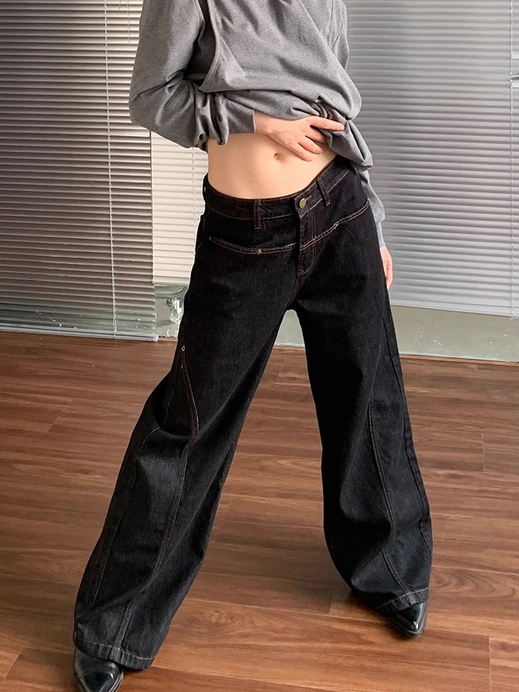 Korean Fashion Wide Leg Denim Jean High Waist Loose Baggy Pants Streetwear Y2K Straight Trousers Vintage Female 250717