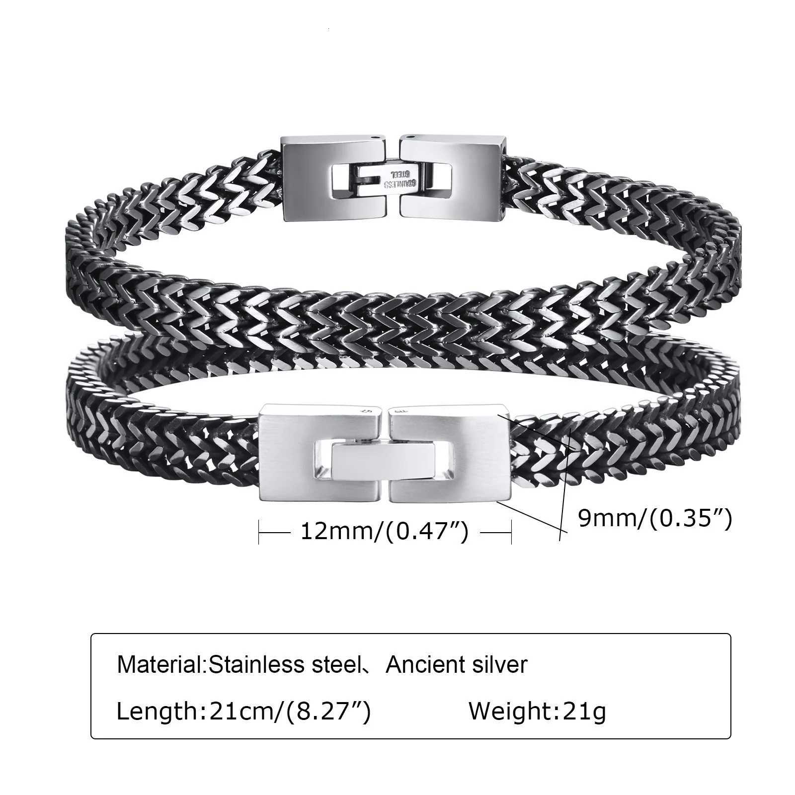 Stylish Stainless Steel Bali Foxtail Chain Bracelet for Men Double Franco Link Chain Bracelets Mens Jewelry Armband W250728