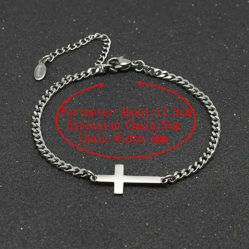 Unisex Stainless Steel Cross Charm Bracelet Men Fashion Simple Chain Bracelets for Women Couple Friendship Cuff Jewelry Gift W250728